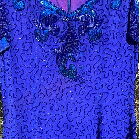 Royal Blue Sequence Evening Dress.  Size 8. - Picture 10 of 10